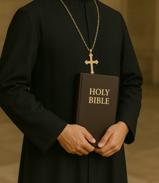 Picture of Priest holding The Bible